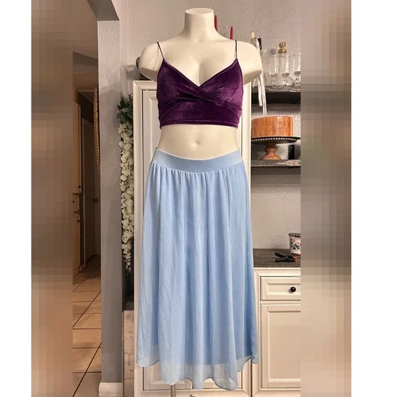 Maxi Skirt Loose and Flowy Stretchy Chiffon size XLarge Indie Boho Whimsy - Picture 7 of 8